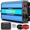 JARXIOKE Inverter 24v 220v Onda Pura 2000W,Convertitore di Tensione,Transformatore di Tension Power Inverter,Con Telecomando,Prese AC,Porte USB e schermo LED,per Camper Auto Camion