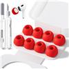 Inesore 4 Paia Gommini per AirPods Pro 1/2 con Foro Antirumore, Tappi Auricolari in Silicone per AirPods Pro con Kit Pulizia e Custodia Portatile, (XS/S/M/L) Rosso