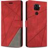 SONWO Cover per Redmi Note 9 / Redmi 10X 4G, Flip Caso in PU Pelle Case Cover Custodia con Slot per Schede e Supporto Stand per Redmi Note 9 / Redmi 10X 4G, Rosso
