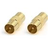 Conecto Adattatore per Antenna, Spina IEC su Spina IEC, Placcato Oro, Set di 2