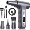 LUCKEA Aria Compressa Elettrico Rimuovi Polvere - Air Duster con Display Digitale HD, 200000 RPM, Mini Soffiatore a Batteria, Bomboletta Aria Compressa Spray per Tastiera Elettronica, W06, Argenteo
