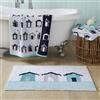 Fusion Tappetino da bagno antiscivolo, 50 x 80 cm, motivo: capanne da spiaggia, colore: blu