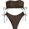 Qlarnaweer Costumi da Bagno per Donne 2025, Set Bikini Bandeau Senza Spalline, 2 Pezzi, Marrone caffè., XS