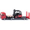 Siku 1763 Camion MAN con carrello elevatore Linde e gancio di traino, carrozzeria in metallo, rosso-nero, set di giocattoli logistici per bambini