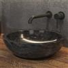 KAMALU Lavabo bagno design da appoggio in marmo nero 40cm | Litos-EN40