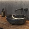 KAMALU Lavabo in marmo colore nero 40cm con bordo arrotondato | Litos-SC40