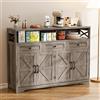 BonVache Credenza, credenza con cassetti, credenza con scaffali aperti, per cucina, sala da pranzo, soggiorno, 130 x 35 x 95 cm, grigio