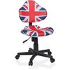 HJH Office 670932 Sedia da scrivania per bambini KIDDY GTI-2 tessuto blu/rosso Sedia girevole ergonomica per giovani regolabile in altezza