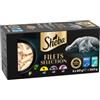 Sheba Filets Selezione pollo, pesce-gamberetti, salmone-tonno cibo umido per gatti multipack (vaschette 60 g) 6 x 60 g