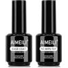 AIMEILI Base Coat e No Wipe Top Coat Gel Unghie Kit Smalto Semipermanente per Unghie in Gel UV LED Soak Off per Manicure, 2x15ml
