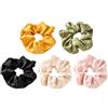 Lurrose 5 pezzi di colore solido panno elastico per capelli scrunchy morbido cotone scrunchies fasce per capelli colorati per le donne ragazze (giallo, verde, nero, rosa, kaki)