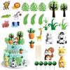 OEM Animali di plastica - giraffe, scoiattoli, zebre e ippopotami - 30 articoli - Festa a tema animali selvatici per il compleanno dei bambini