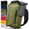 Nordlight Dry Bag Sacca Impermeabile + Custodia per Cellulare + Chiusura Arrotolabile, Tracolla | Zaino Impermeabile Sacca Stagna Borsa | Spiaggia, Canoa, SUP, Immersioni - Verde Oliva, 10 Litri