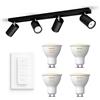 Philips Hue Philips myLiving Kosipo Faretto da superficie Nero 4 punti luce - Faretti da superficie Incl. Philips Hue White Ambiance GU10 & Dimmer - Bluetooth