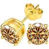 PAKORIO Orecchini a lobo PAKORIO moissanite fantasia colorata 0.2-4CT VVS1, argento sterling 925 placcato oro 14K, 4 punte, ipoallergenici pelli sensibili(Oro,2ct)
