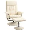 Easycomfort Poltrona Relax Reclinabile fino 135° con Seduta Girevole e Pouf Poggiapiedi, 78x84x110cm, Crema