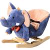 HOMCOM Cavallo a Dondolo Forma di Elefante con Musica in Legno e Peluche