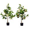 HOMCOM Set 2 Piante Artificiali di Limone e Arancia 120cm, Piante Finte da Decorazione per Interno con Vaso