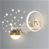 SEMANHUA Applique da parete a LED dimmerabili Astronauta - Lampada di proiezione e Stelle for cameretta dei bambini Elegante applique comodino for ragazzi ragazze Design metà secolo in oro, bianco nero(White)