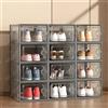 ZAIHW Scatola porta scarpe da 6/12 pezzi, scatole per scarpe trasparenti addensate con coperchio, scarpiera pieghevole impilabile a combinazione libera, contenitore per scarpe da ginnastica in plastica