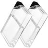 JUMPLAWN Borraccia Piatta in Plastica Nera 450ml Set 2 Unitá Coperchio Triangolare, Bottiglia D'acqua Compatta e Tascabile per Scuola, Sport e Viaggio Riutilizzabile