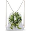 Jubonexis Zaino in tela con cordoncino, con corona di mughetto, con nastro verde, leggero, per sport, palestra, unisex