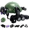 LZAQHMT Veloce Tattico Casco Bambini Set Modello Con Visore Notturno Quattro Occhi, Torcia Multifunzionale Casco Softair Bambini for Caccia CS Cosplay Equipaggiamento(RG)