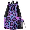 GuoChe Zaino con coulisse Borsa da palestra con tasche Dry Wet Separation Purple Leopard