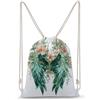 Jubonexis Coppia di ali acquerellate con coulisse botanica zaino in tela leggera borsa sportiva da palestra per uomo donna