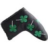 BTOSEP Copertura per putter con quadrifoglio portafortuna, protezione impermeabile e durevole per putter a lama, materiale PU verde (nero)