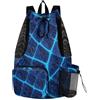 GuoChe Borsa da palestra con coulisse borsa sportiva con porta bottiglia d'acqua impermeabile pelle di coccodrillo blu