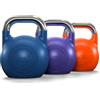 Atletica Set di kettlebell da competizione, 12, 20, 28 kg, in ghisa, qualità da studio, logo discreto, codice colore per una facile maneggevolezza