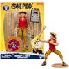 One Piece Monkey D. Rufy 6 pollici (15 cm) con 6 accessori, include braccia e gambe intercambiabili, poster ricercato e base espositiva per monete di mirtillo