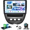 NHOPEEW Autoradio Android 2+64 GB per Peugeot 107 / Citroën C1 / Toyota Aygo 2004-2014 Supporta CarPlay Android Auto, video online, navigazione GPS e comandi al volante temi per l'interfaccia utente