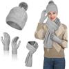 flintronic Set Guanti sciarpa Cappello 3 in 1, Berretto Invernale in Maglia Elasticizzata Calda, Ciarpa Lunga e Set Guanti Touch Screen, Regalo per Uomo Donna - Nero