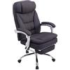 CLP Sedia da ufficio ergonomica con poggiapiedi XL Troy, sedia da scrivania imbottita in tessuto, regolabile in altezza, supporta fino a 160 kg Colore:nero