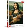 Trefl, Puzzle, Gioconda e il gatto Fluffy, 500 Elementi, Alta Qualità, Da Vinci, Immagine, per Appassionati di Gatti, Arte, Immagine Divertente, Gatti, per Adulti e Bambini da 10 anni