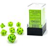 Chessex chx 20430 - set 7 dadi poliedrici mini - vortex bright green/black