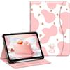 FINTIE Custodia per iPad (A16) 11ª Generazione 11 (2025) / iPad 10ª Gen 10.9 (2022) con Portapenne, [Multi-angli] Leggero Stand Cover Protettiva Case con Tasca Auto Sveglia/Sonno, Strawberry Cow