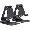 NULAXY Supporto pieghevole doppio telefono da scrivania, confezione da 2, regolabile compatibile con iPhone 14, 13, 12, 11, Xs XR X 8, Huawei, Samsung, tutti gli smartphone, nero e nero