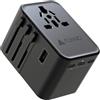 AUNNO Adattatore da viaggio in tutto il mondo, adattatore da 30 W con 3 porte USB-C e 2 porte USB-A, adattatore da viaggio tutto in uno con doppio fusibile per Europa, Regno Unito, USA, Australia, ecc