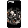 Librarian Ghost Book Lover Custodia per iPhone 7 Plus/8 Plus Scheletro Lettura Gotica Biblioteca Luna Notte Libro Am