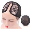 Bemonew Berretto per parrucca in pizzo nero a forma di T, rete traspirante antiscivolo con fascia elastica per la presa della parrucca