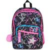 SJ GANG STYLE JAM GANG Zaino Scuola Doppio Scomparto, Sj Ever Star Drafts, Nero, 31 L, Con Tasca Porta Borraccia e Charm Staccabile, Elementari, Bambina