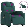 vidaXL Sedia da massaggio elettrica in tessuto verde scuro