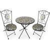 LBSIGN Set Bistrot Tavolo Maioliche Tondo 60 Cm Con 2 Sedie Pieghevoli Amalfi