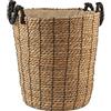 H&H Cesto in Seagrass con Manici in Cotone Neri 40x40hcm