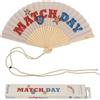 Fisura - Ventaglio originale in legno con scritta "Match Day", ventaglio a mano moderno rosso e blu, con laccetto incluso, idea regalo originale, 42,5 x 23 cm