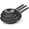 Moneta Formidabile Stone Set di 3 padelle antiaderenti 20-24-28cm, anche per induzione, 100% made in Italy Nero Set 3 padelle 20-24-28cm Nero