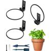 NACETURE Confezione da 3 ganci per piante da 10,2 cm, per esterni e interni, gancio da parete in metallo, set di anelli per vasi da fiori neri con pala da giardino